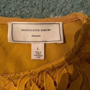 Anthropology, moulinette soeurs, yellow lace top